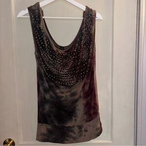 Guess by Marciano Y2K Studded Tie-Dye Top - Brown and Black